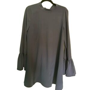 NWOT lulus womens mini dress with tie back, bell sleeve, navy polyester‎ Medium